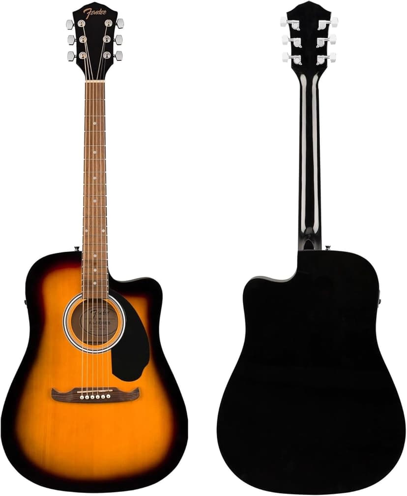 Fender FA-125CE Dreadnought Cutaway Acoustic-Electric Guitar - Sunburst Bundle with Gig Bag, Strap, Strings, Picks, and Austin Bazaar Instructional DVD