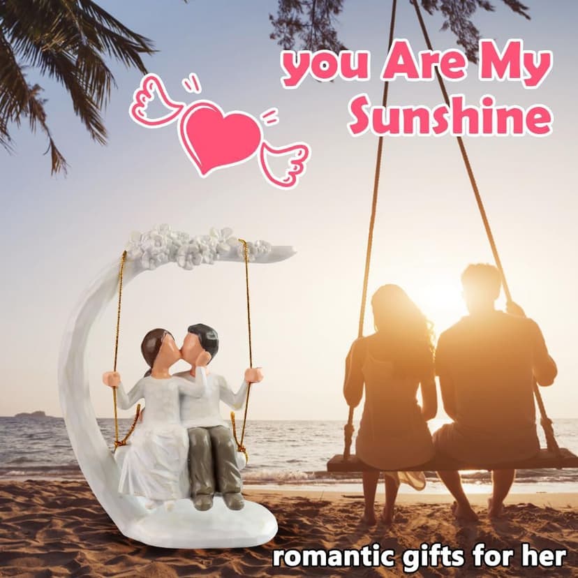 jinhuoba Romantic Wedding Couple Figurines, Hand Painted Loving Together Sculpture, Best Valentine Marriage Anniversary Weddings Engagement Gifts for Couple Wife Women Her