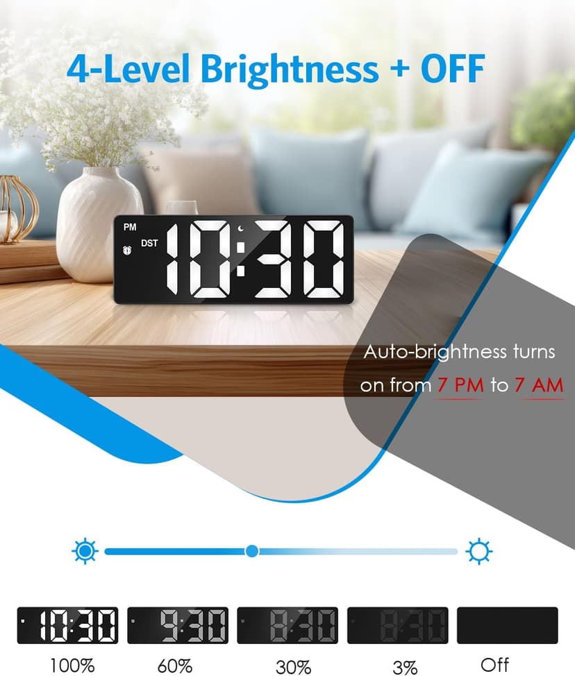 AMIR Digital Alarm Clock, [Upgraded Version] LED Clock for Bedroom, Electronic Desktop Clock with Type-C Port,Adjustable Brightness,DST,Snooze,12/24H Display for Home,Office