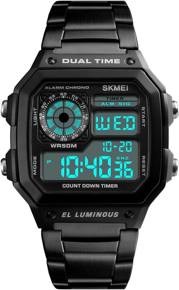 FANMIS Men's Luxury Digital Quartz Waterproof Wrist Watches Dual Time Countdown Alarm Stopwatch Backlight Multi-Function Watch