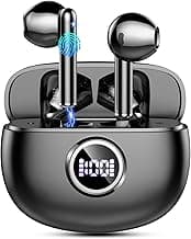 Wireless Earbuds, 2025 Bluetooth 5.3 Headphones HiFi Stereo Ear buds with ENC Noise Cancelling Mics, 40H Bluetooth Earbuds with Dual LED Display, IP7 Waterproof in Ear Earphones for Android iOS, Black