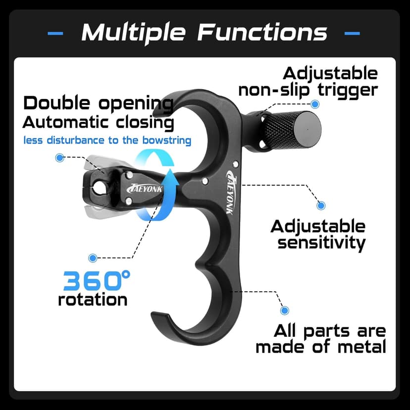 Bow Release for Compound Bow,Aluminum 360°Rotatable,Archery Release Trigger,for Both Right and Left Handers,for Both Youth and Adults,Adjustable Sensitivity and Angle,Tool Included