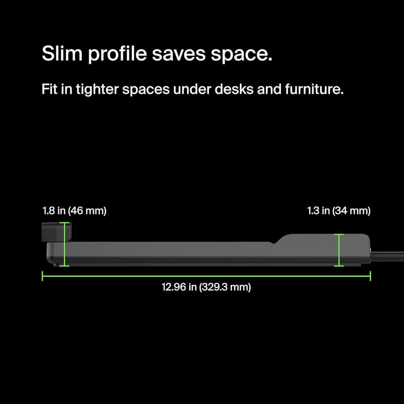 Belkin 12-Outlet Surge Protector Power Strip w/ 12 AC Outlets & 8ft Flat Plug, UL-listed Heavy-Duty Extension Cord for Home, Office, Travel, Computer, Laptop, Charger - 3,940 Joules of Protection