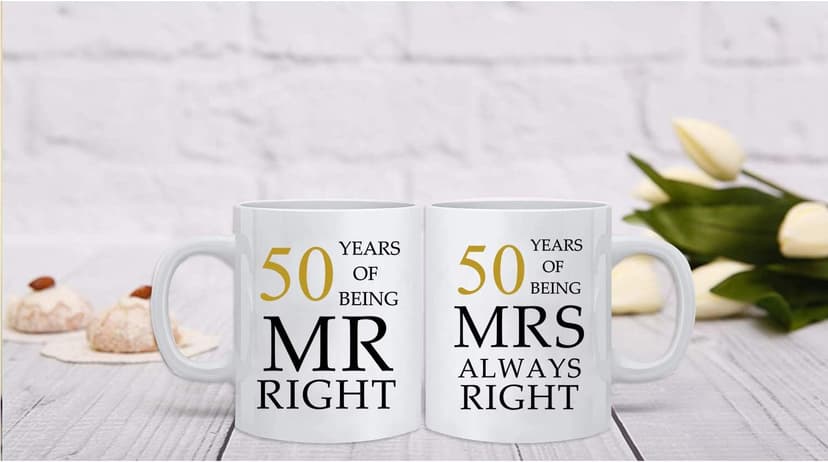 Kwieema 50th Wedding Anniversary for Couples, Golden 50th Anniversary for Parents, 50th Wedding Anniversary Coffee Mugs Grandparents Couples Mugs 50 Year Parents Anniversary Mug