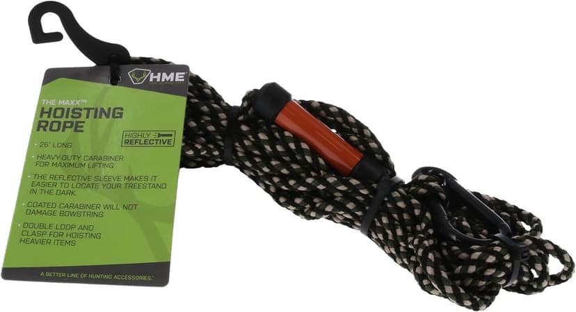 HME Maxx Hoist Rope (25 FT) - Reliable Sturdy Adjustable Easy-to-Install Hunting Gear Lift System with Highly Reflective Band
