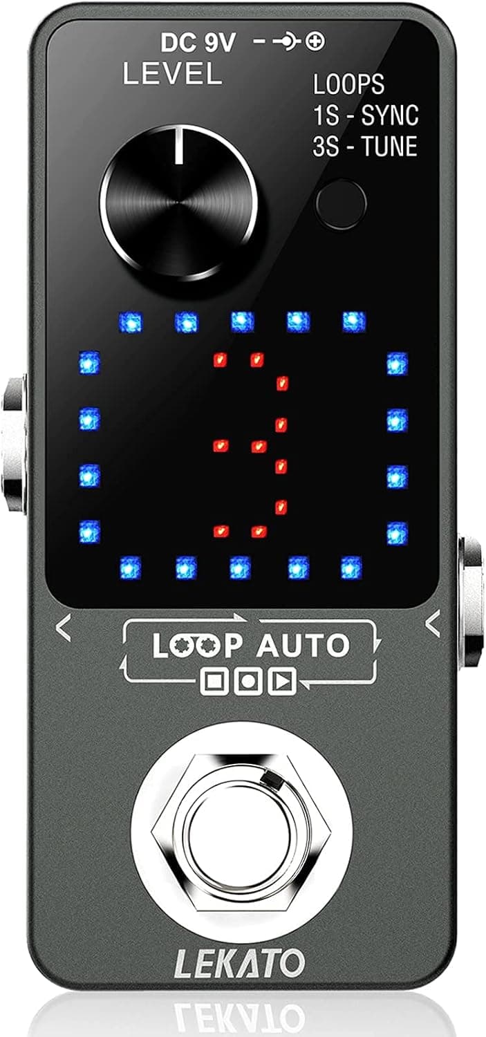 LEKATO Looper Pedal,Guitar Looper Pedal for Electric Guitar&Bass Loop Pedal with SYNC & Tuner Function Triple Effect Guitar Looper with LED Screen Unlimited Overdubs 3 Loops 18 Minutes Record Time