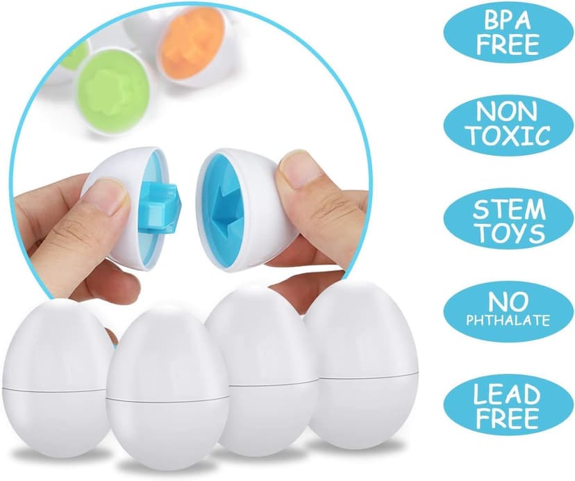 VUIYA Toddler Toys - Color Matching Egg Set - Educational Color, Shapes and Sorting Recognition Skills - Puzzle for Kid Baby Boy Girl, Easter Basket Gift (6 Eggs) B08RRM7V1P
