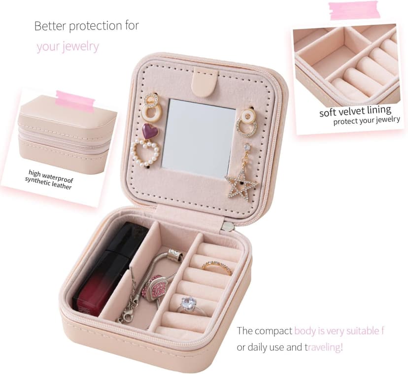 KElofoN Travel Jewelry Case and Organizer with Mirror - Gift for Women and Girls