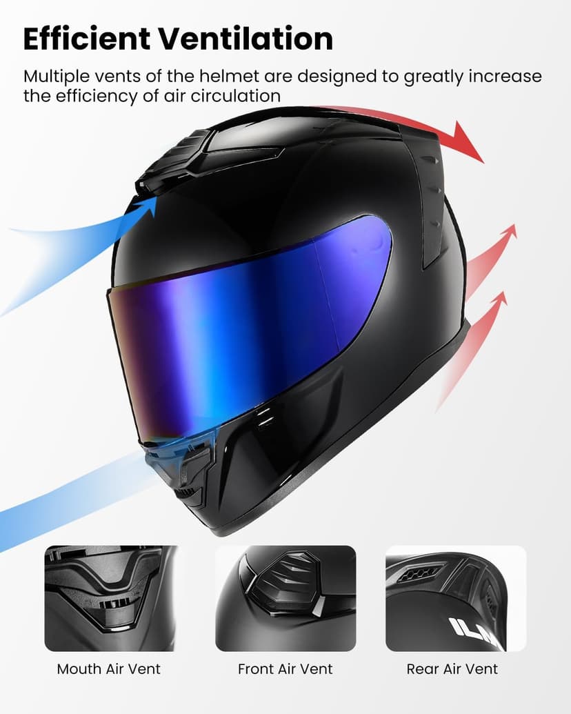 ILM Motorcycle Helmets Full Face for Men Women Cascos para Motos Powersports Motorbike Street Racing DOT Model MF566