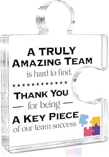 Teamwork Gift Best Team Ever Gifts a Truly Amazing Team Is Hard to Find Acrylic Puzzle Piece Plaque Office Decor Team Thank You Appreciation Gifts for Coworkers Colleagues Employees B0DQXPCPLH