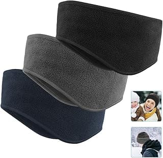 Komake Ear Warmers Headband, Fleece Earmuffs Running Headband Winter Ear Covers Moisture Wicking Ski Sport Headband for Men & Women (19.2 inches, One Size, Cycling)