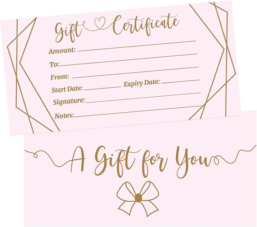 ceiba tree Pink Blank Gift Certificates for Business 30 Pcs Gold Foil Certificate Cards with Envelopes for Salon Restaurants Spa Birthday B0B492G8QQ
