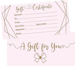 ceiba tree Pink Blank Gift Certificates for Business 30 Pcs Gold Foil Certificate Cards with Envelopes for Salon Restaurants Spa Birthday B0B492G8QQ