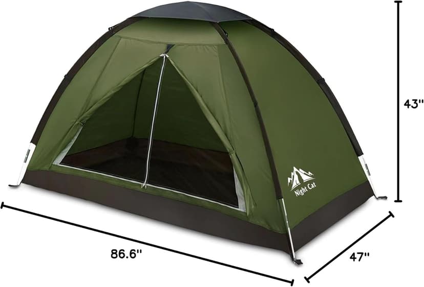 Night Cat Backpacking Tent for One 1 to 2 Persons Lightweight Waterproof Camping Hiking Tent for Adults Kids Scouts Easy Setup Single Layer 2.2x1.2m