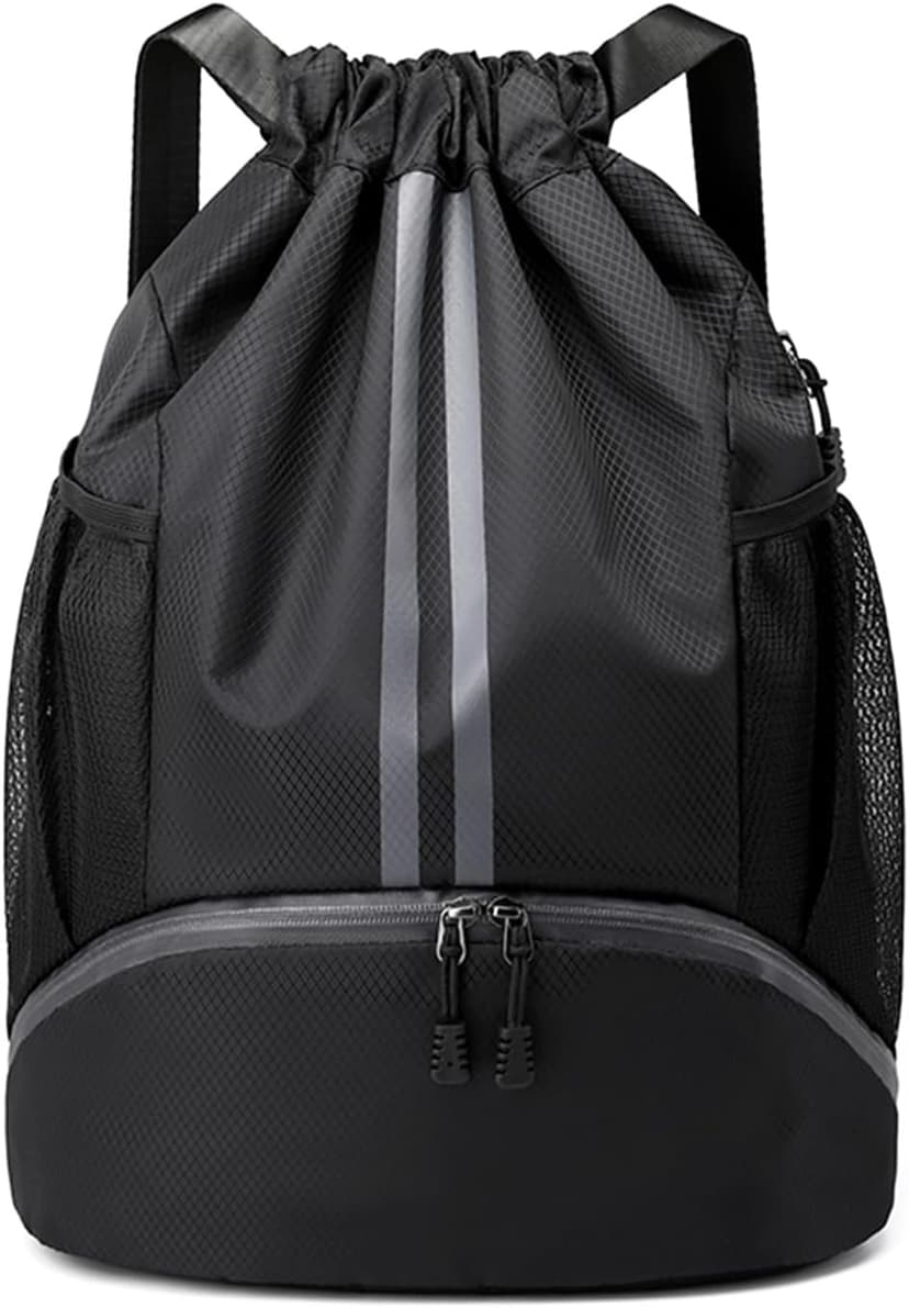 JELUTAR Drawstring Backpack Gym Bag with Shoes Compartment for Soccer, Basketball, Swim, Water-Resistant String Backpack Beach Cinch for Women Men