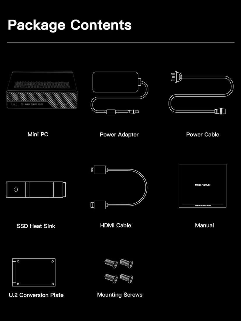 MINISFORUM MS-01 Mini Workstation Core i9-13900H 32GB RAM 1TB SSD Mini PC, HDMI+2X USB4 8K Display, 2x10G SFP+ Port, 2x2.5G LAN Port, Support M.2 2280/22110/U.2 SSD/RTX 3050 Graphics Cards