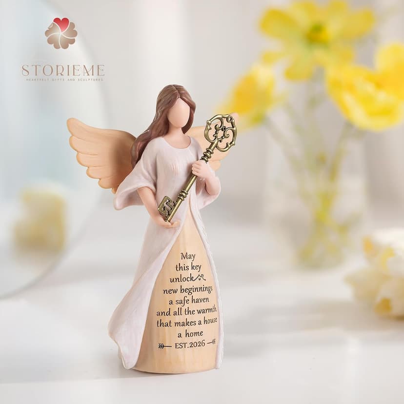 Handmade Resin with Gift-ready Package, Perfect Entryway Table Decor Symbolizing New Beginnings for Homeowner Women Friend Storieme Housewarming Angel Figurine, House Warming Gifts New Home B0G7Y6LMG4