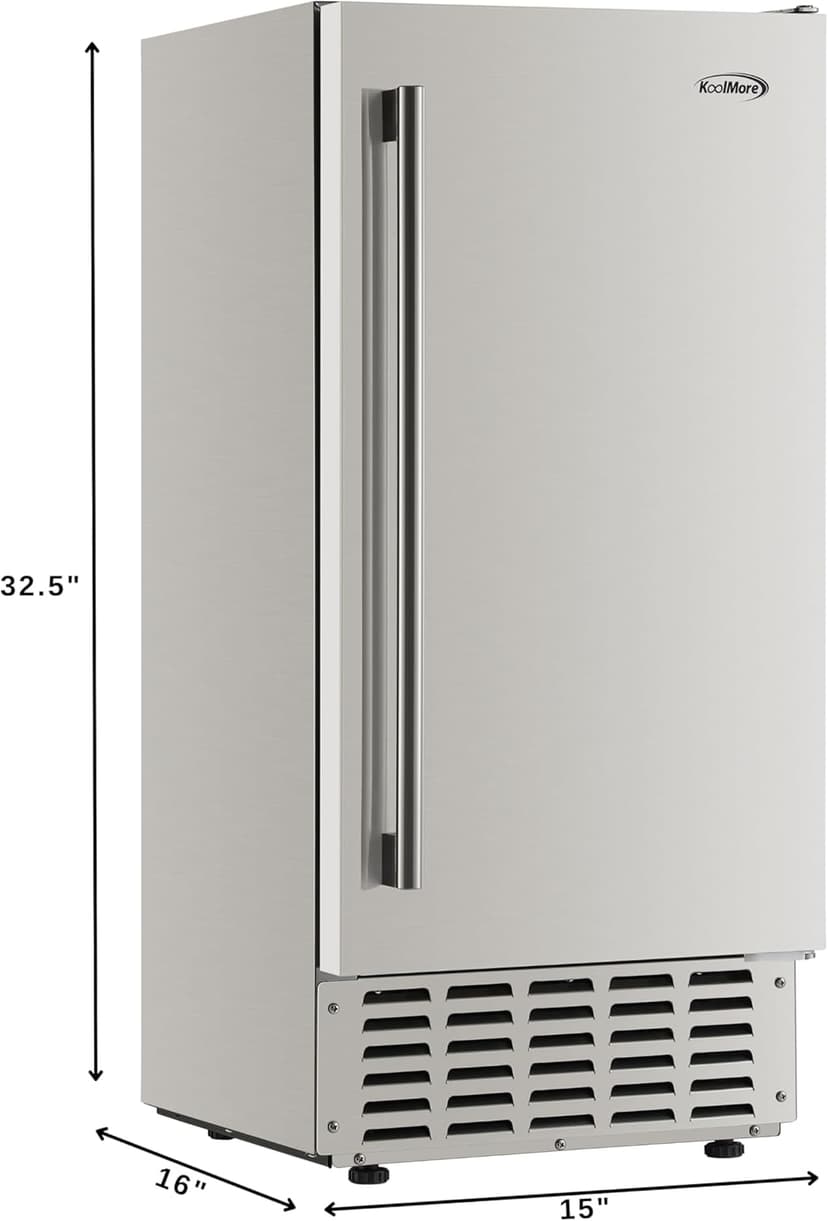 KoolMore 15 in. Built-in Residential Pearl Ice Nugget Maker, 66lb /Day with Drain Pump in Stainless-Steel, ETL Listed (KM-BIM66-NSS)