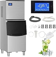 Commercial Ice Maker Machine 500LBs/Day with Filter, 250LBs Storage Bin, SECOP Compressor&ETL Approval Industrial Ice Machine, Auto-Cleaning, Ice Ready in 8-20mins, Cafe/Bar/Business/RST.