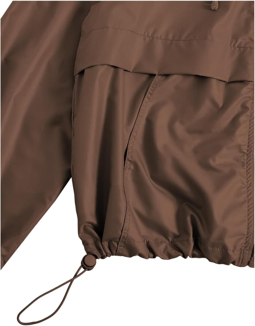Verdusa Women's Zip Up Lightweight Windbreaker Jacket Sport Casual Workout Hoodie Outerwear with Pockets Rainy Day Outfits