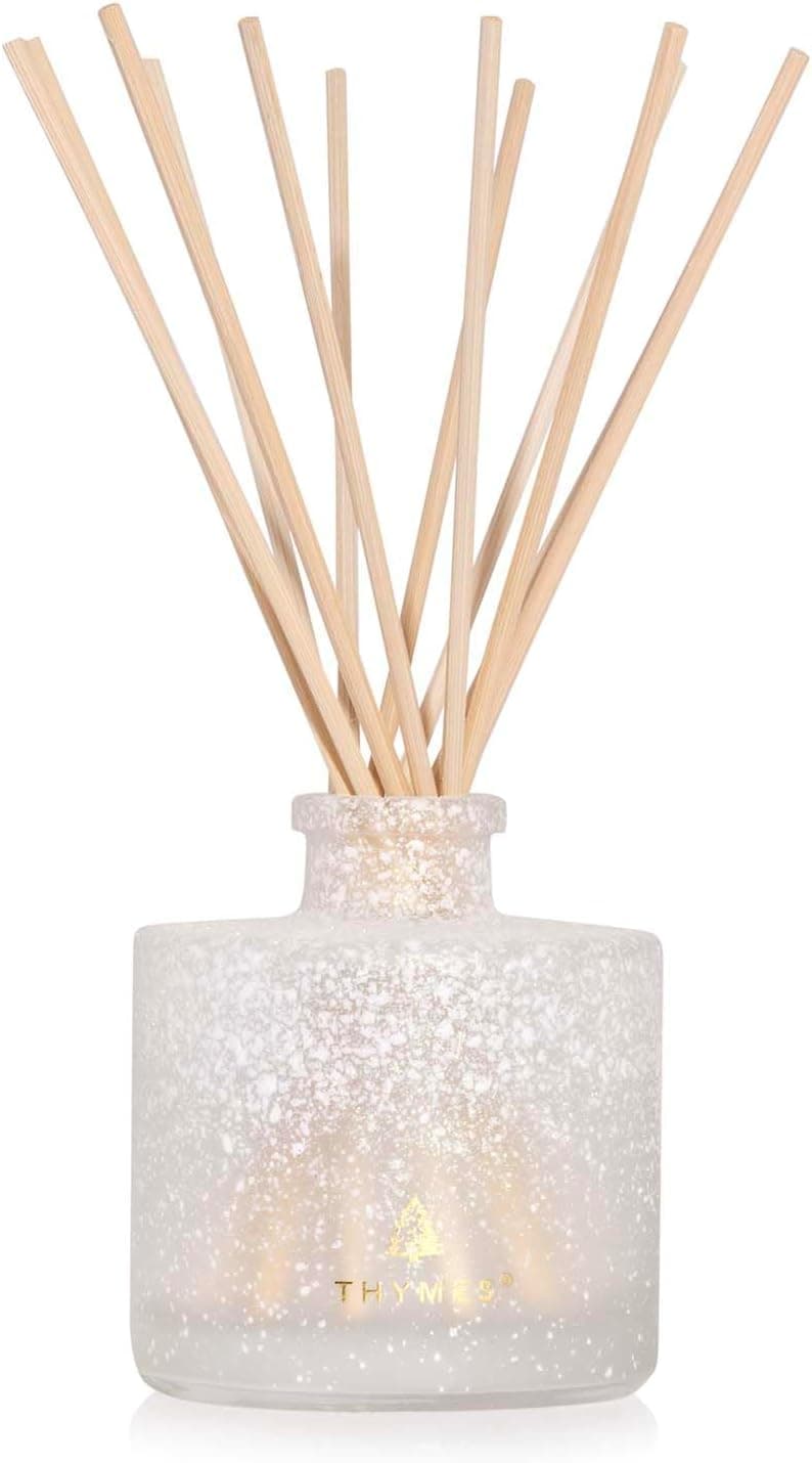 Thymes Frasier Fir Reed Diffuser Set – Includes Reeds, Fragrance Oil, and Frosted Glass Bottle – Fragrance Oil Diffuser – Room Fresheners – Luxury Home Decor – White (Flocked, 4 fl oz) B0D1VZKBS5