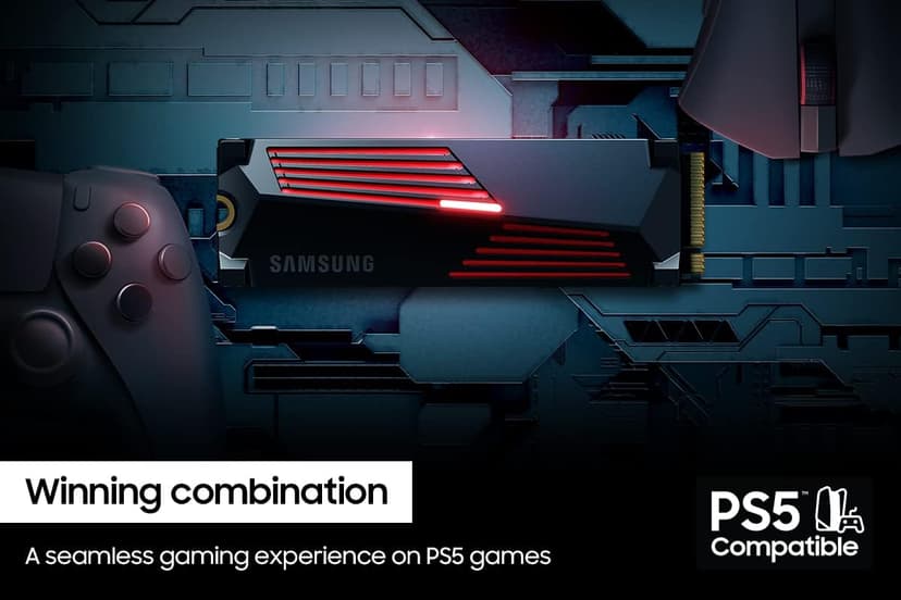 SAMSUNG 990 PRO w/ Heatsink SSD 2TB, PCIe Gen4 M.2 2280 Internal Solid State Hard Drive, Seq. Read Speeds Up To 7,450MB/s for High End Computing, Workstations, Compatible w/ PlayStation 5, MZ-V9P2T0CW