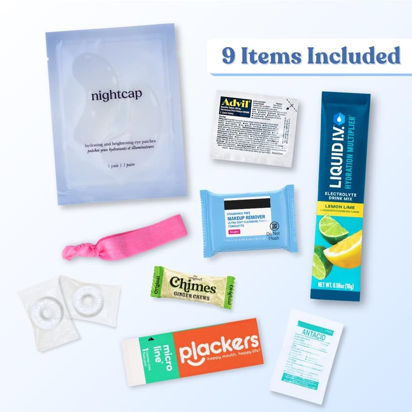 Hangover Kit (1 Pack) Pre Filled Party Favors, Goodie Bags, Gift for Bachelorette, Wedding, 21st Birthday, Girls Trip and All Celebrations
