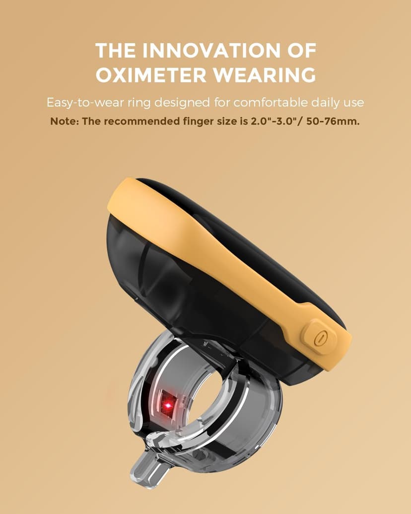 Vibeat Pulse Oximeter for 12 Hours Continuous Tracking, WearO2 Bluetooth Finger Oxygen Monitor, Notification of Low O2, Wearable Ring Blood Oxygen Meter, Free App & PDF Report