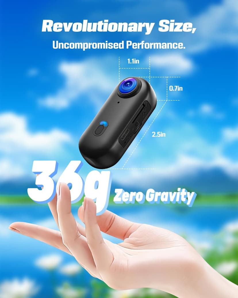 Upgraded 4K Action Camera, Mini Body Camera with Audio and Video Recording, Magnetic Hands Free POV Camera with 360°Rotatable Clip, Waterproof Case Chest Camerafor Pet Walking, Bike, Travel, Vlog