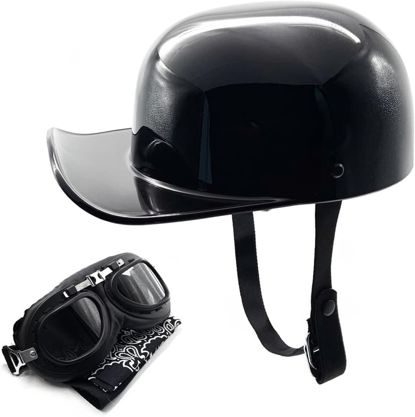 Vintage Open Face Motorcycle Helmet with Goggles, DOT Approved Half Helmet for Men & Women, Retro Jet Scooter Moped Cruiser Chopper Street Bike Helmet