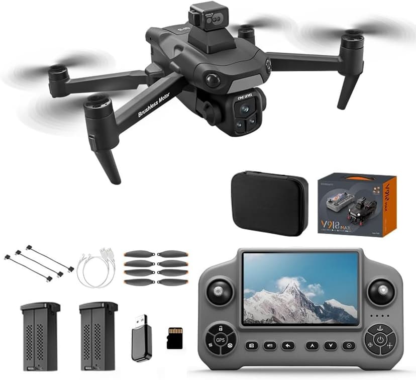 V918 GPS Drone with 8K Camera for Adults, RC Drones with 5 inch HD Screen, 60 Mins Flight Time, 3KM Long Control Range, 360° Obstacle Avoidance, Headless Mode, Auto Return, Circle Fly and Follow Me, Lightweight and Foldable Quadcopter for Beginner Gifts Toy, Under 249g