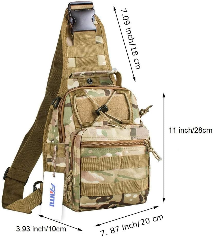 FAMI Outdoor Tactical Bag Backpack, Military Sport Bag Pack Sling Shoulder Backpack Tactical Satchel for Every Day Carry (CP)
