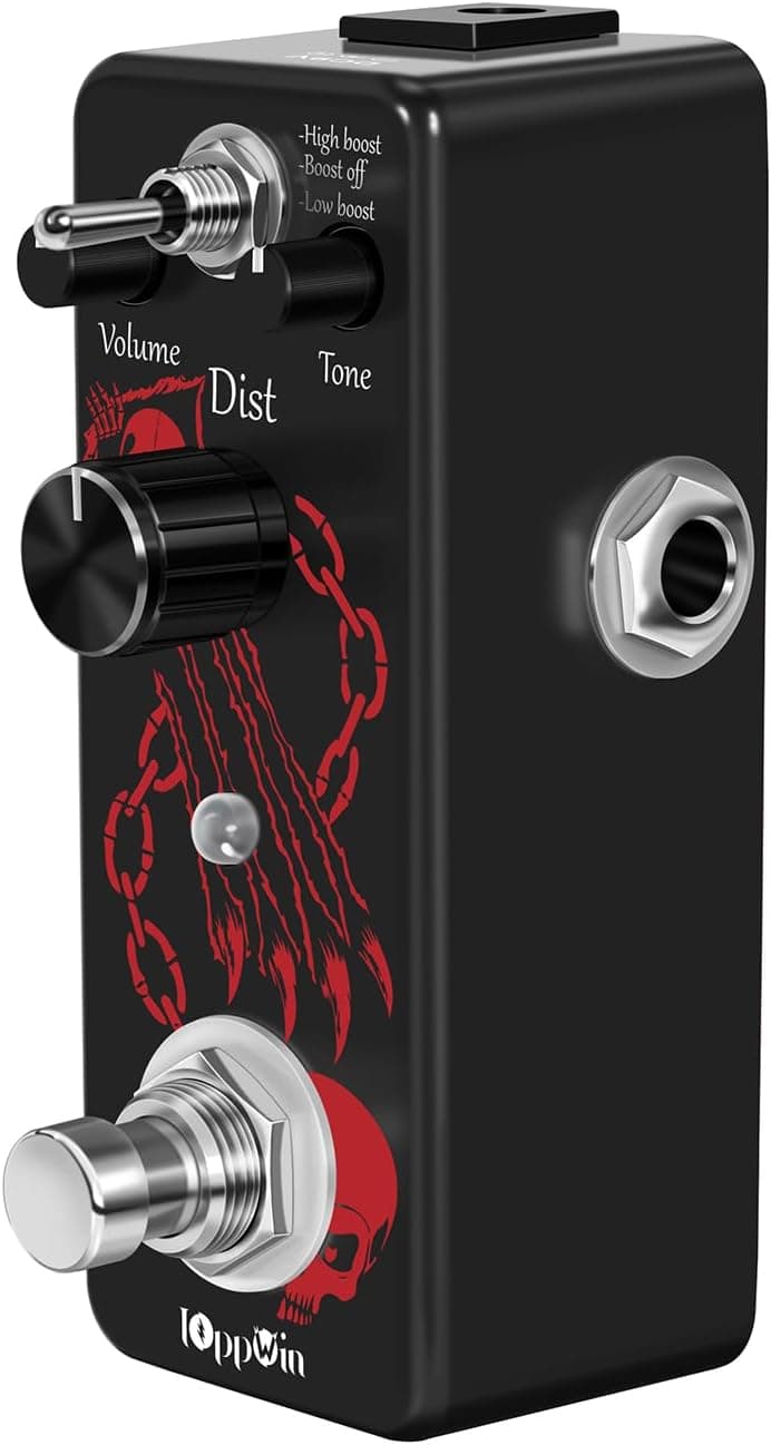 IOppWin HOLY WAR Heavy Metal Distortion Pedal - 3 Mode (Lo/Hi Boost) True Bypass, Mini Metal Casing, Guitar Effects Pedal