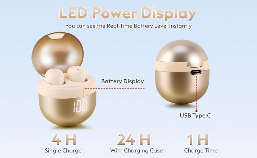 Nsiucion Smallest Sleep Earbuds for Side Sleepers, [Upgrade 2026 Version] Ultra-Comfort & Lightweight Wireless Mini Sleep Headphones, No Low Battery Beep Noise Isolation Ear Buds for Sleeping Working