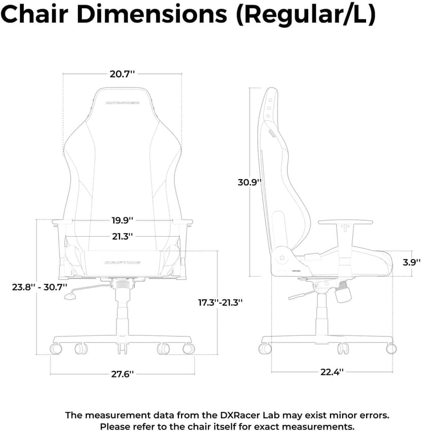 DXRacer Drifting L Ergonomic Video Gaming Chair with Lumbar Support and Headrest, Office Reclining Computer Chair for Adults, Racing Style Height Adjustable (EPU Leatherette, Black Blue)