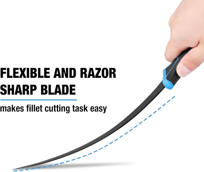 FLISSA Fillet Knife Set, Boning Knife & Bait Knives with Sharpener, Protective Sheath, Belt Clip, Non-Slip Handle, Portable Pouch & Corrosion Resistant Coating Blade, for Fresh or Saltwater (4-Piece)