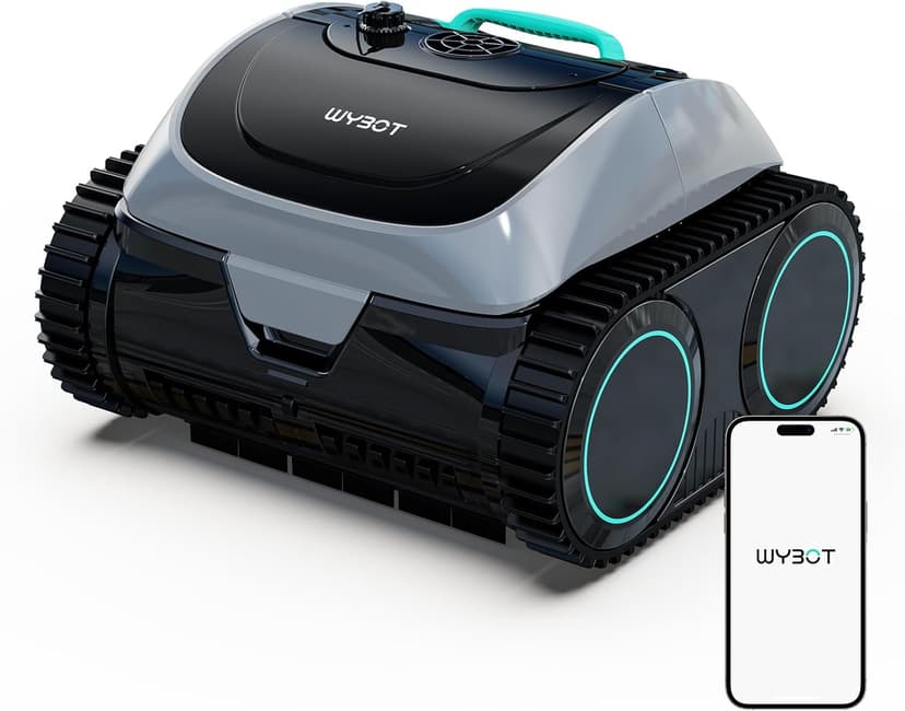 WYBOT C1 Cordless Robotic Pool Cleaner, 4-in-1 Pool Vacuum for Inground Pools & Above Ground Pool Up to 150 Mins Runtime, Power Suction with Smart Navigation & APP Control (Lake Green)