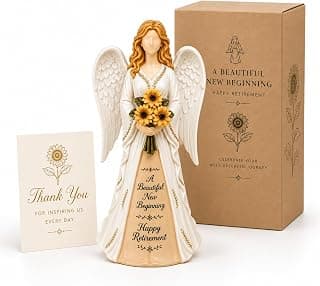 Handcrafted Classy 2026 Happy Ideas Female Retired Keepsake for Retiring Teacher Nurse Coworker Doctor Friend Retirement Gifts for Woman: 5.9” Sunflower Angel Figurine B0H89MG22P