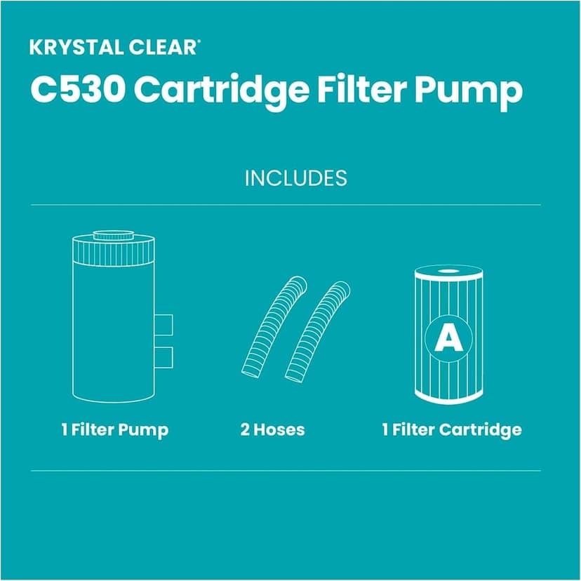 INTEX C530 Cartridge Filter Pump for Above Ground Pools: 530 GPH Pump Flow Rate - Auto Timer - HydroAeration Technology - Includes Type A Filter Cartridge - Turnover Rate/System Flow 475 GPH