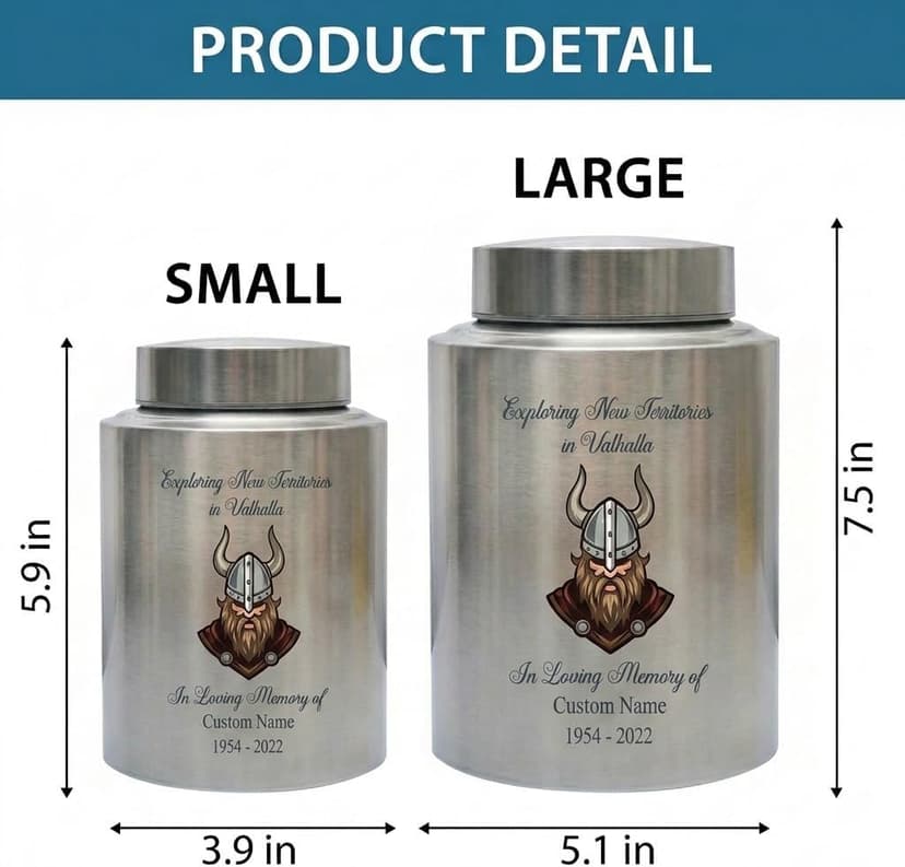 Personalized Valhalla Viking Nordic Runes Urn for Human Ashes, Exploring New Territories Norse Gift for Father Husband Brother, Memorial Keepsake Urn, Memorial Gift, in Loving Memory B0H1VSWJZL