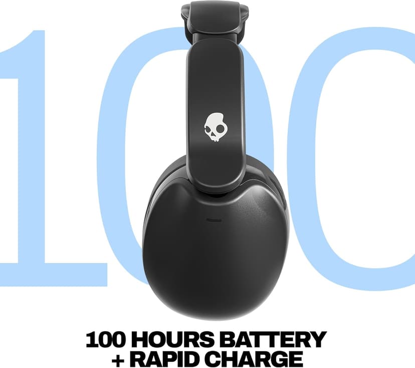 Skullcandy Hesh 360 Wireless Over-Ear Bluetooth Headphones, Up to 100 Hours Battery, Noise Isolating Fit, Flat-Folding Collapsible Design, Microphone iPhone Android - True Black