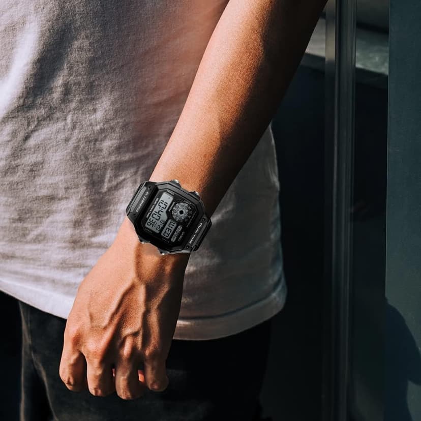 FANMIS Men's Luxury Digital Quartz Waterproof Wrist Watches Dual Time Countdown Alarm Stopwatch Backlight Multi-Function Watch