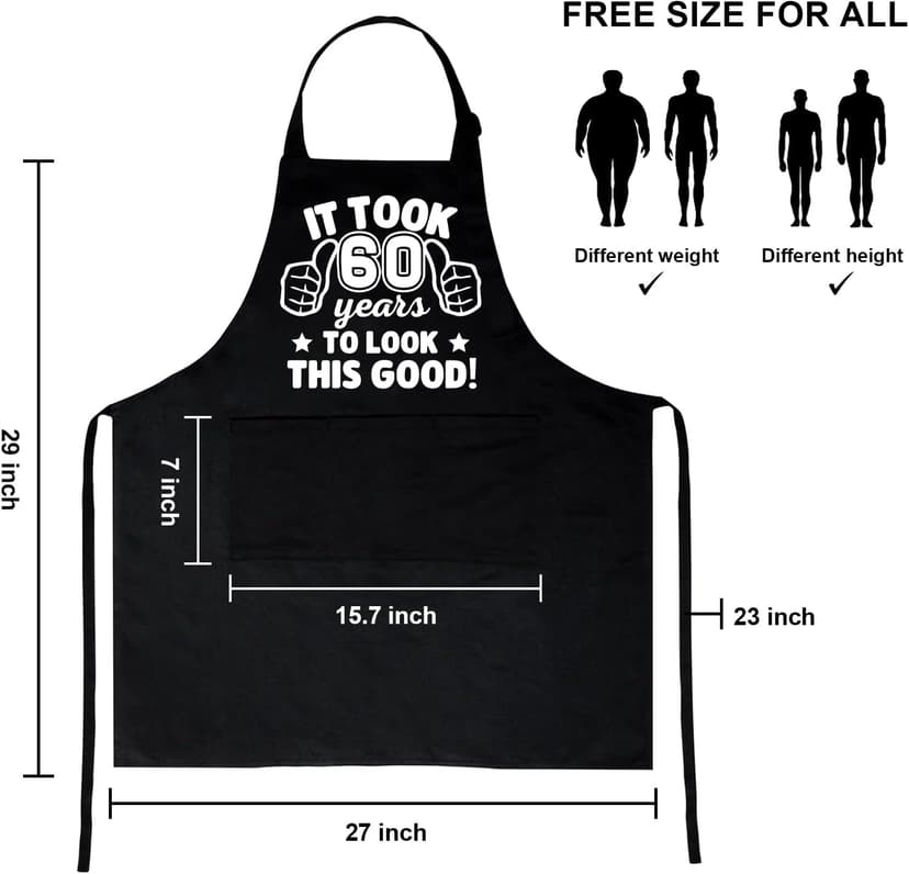 30th 40th 50th 60th 65th 70th 75th Birthday Gifts for Men, Chef Aprons for Men with 3 Pockets