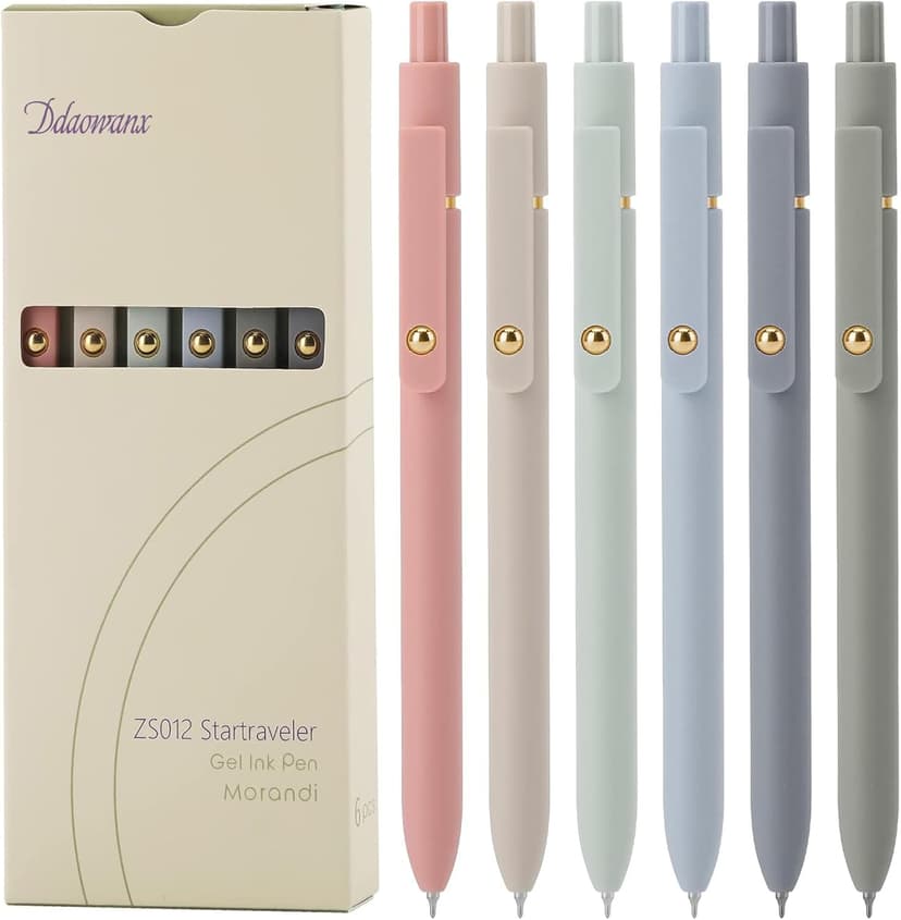 Ddaowanx Gel Pens, 6 Pcs 0.5mm Quick Dry Black Ink Pens Fine Point Smooth Writing Pens, Cute Office School Supplies Gifts for Women