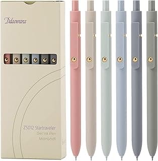 Ddaowanx Gel Pens, 6 Pcs 0.5mm Quick Dry Black Ink Pens Fine Point Smooth Writing Pens, Cute Office School Supplies Gifts for Women