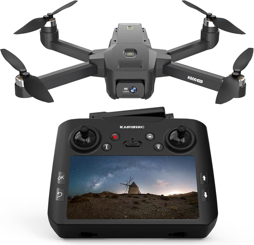 GPS FPV Drone with EIS Camera for Adults, 4.5 Inch LCD Screen on Controller，Al Track with Professional GPS，Follow Me, Auto Return，Easy Fly and Foldable Quadcopter for Beginners，Under 249g
