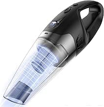 Handheld Vacuum Cordless Rechargeable with LED Light, Car Vacuum Portable Cordless, Hand Vacuum Cleaner Car Seats, Home, Quick Cleanup, Strong Suction, Lightweight, Includes Crevice Nozzle & Brush