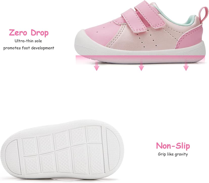 Wide Toe Box Lightweight Non-Slip Outsole Breathable Mesh Upper Birthday Gifts Infant Toddler Baby Zero Drop Shoes Boy Girl First Walking Shoes 6-30 Months B0FNWXKQQ8