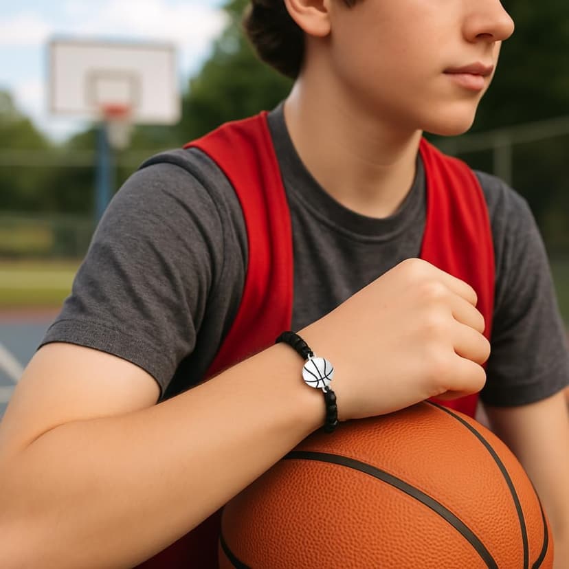 Sportybella Unisex Basketball Charm Bracelet - Adjustable Friendship Bracelet With Basketball Charm
