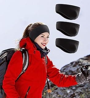 Generic 3 Pcs Ear Warmers for Men Women - Winter Sports Headband Ear Muffs Ear Covers for Cold Weather Running Cycling Ski,all black